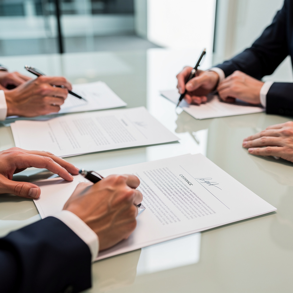 Business meeting and contract signing